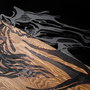 Wallity Horse 1 - Escultura de pared de madera y metal en nogal y negro